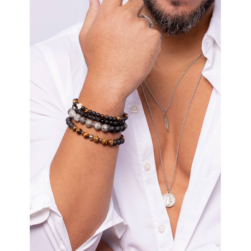 collier plume homme